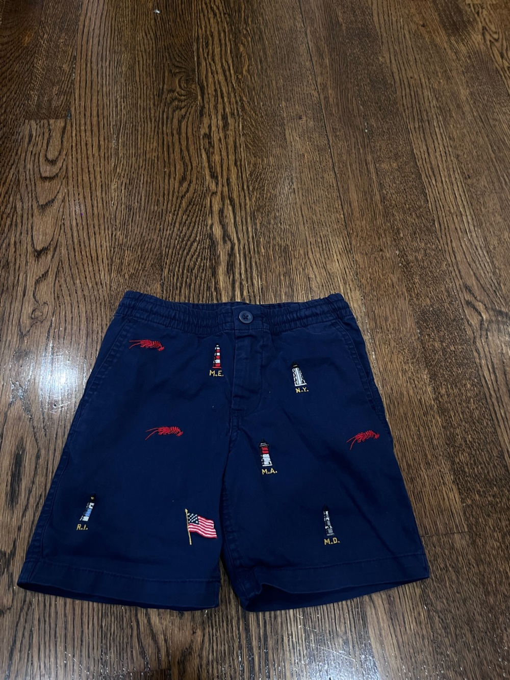 Ralph Lauren Navy Embroidered Nautical Shorts